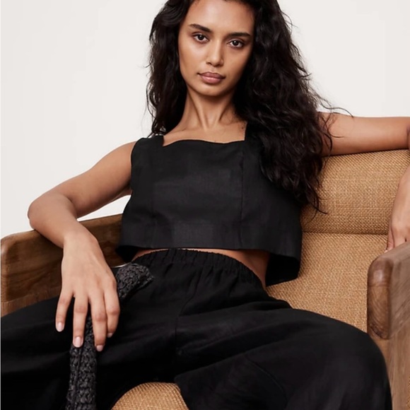 Banana Republic Pants - Stylish Linen Black Crop Top and Pants Set - Banana Republic